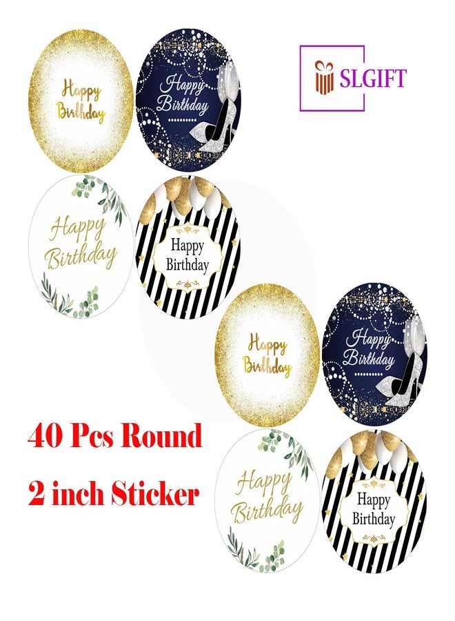 SLGIFT Vinyl Happy Birthday Theme Sticker, Self-Adhesive Vinyl Stickers, 40 Pieces, 2 x 2 Inches Round Sticker, 4 Unique Designs, R157 - Image 4